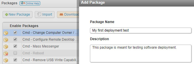 deployment package name and description