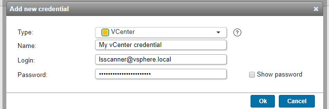 vCenter server credential