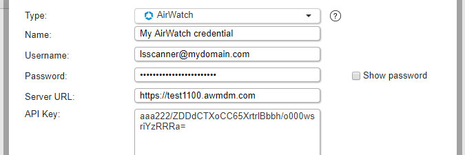 AirWatch credential