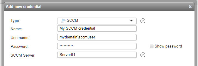 SCCM credential