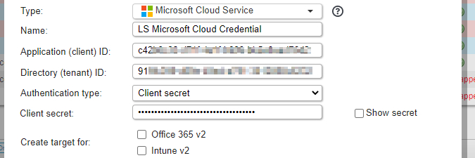 Microsoft Cloud Service credential