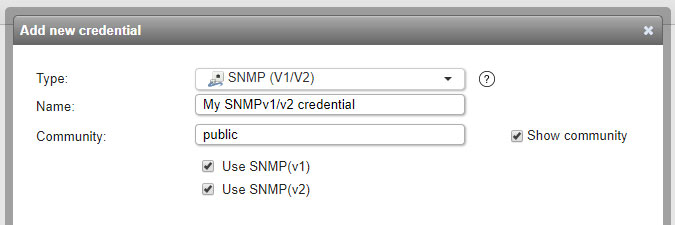 SNMPv1 or SNMPv2 credential