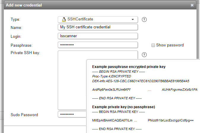 SSH certificate credential