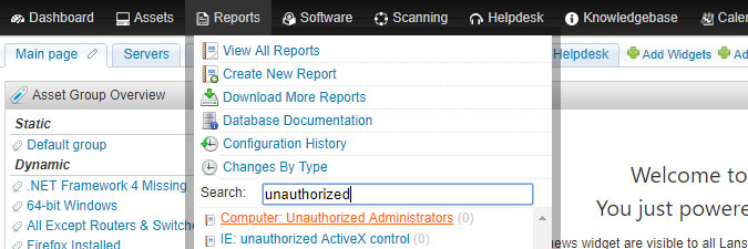 Computer: Unauthorized Administrators report