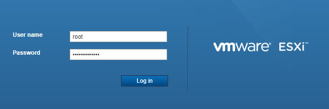 VMware web client login screen