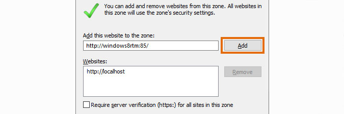 Internet Explorer adding trusted site