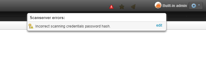 incorrect scanning credentials password hash