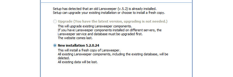 performing a new Lansweeper installation to migrate SQL Compact database to SQL Server