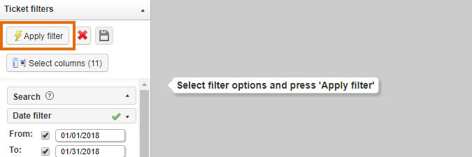 applying criteria to ticket filter