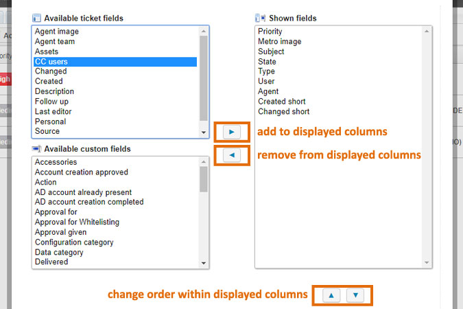 specifying columns to be displayed in ticket filter