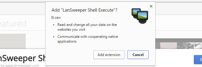 installing Lansweeper extension for Chrome