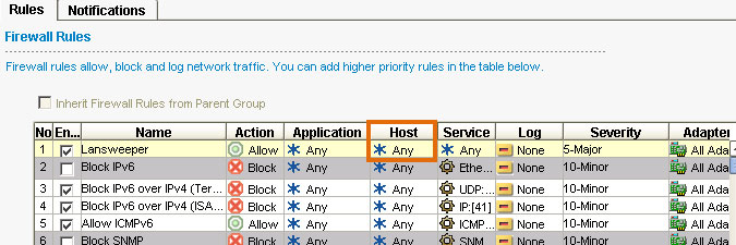 changing the host of a firewall rule in Symantec Endpoint Protection Manager