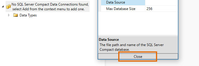 submitting new SQL Compact Toolbox connection