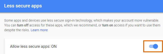 Gmail allow less secure apps