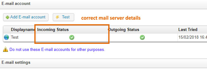correct help desk mail server details