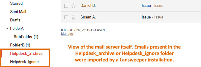 help desk emails in the Archive or Ignored folder