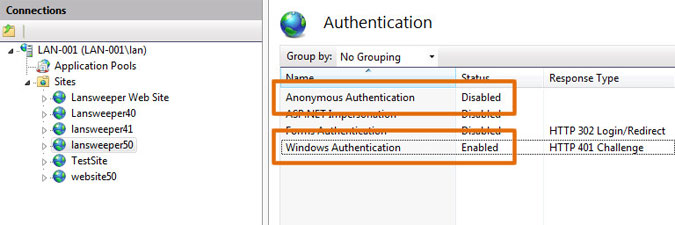 enabling integrated authentication in IIS 7.0, 7.5, 8.0, 8.5