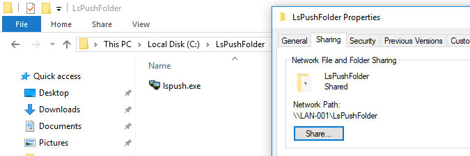 storing LsPush in a shared folder