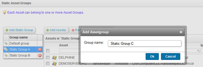 creating static asset groups