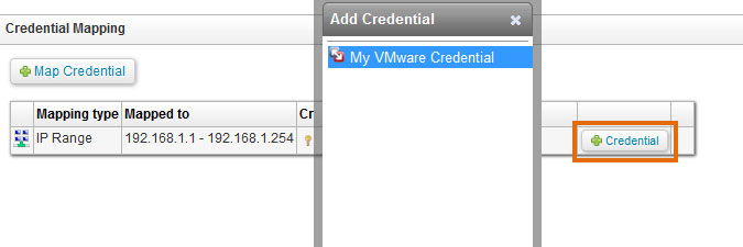 mapping a VMware credential