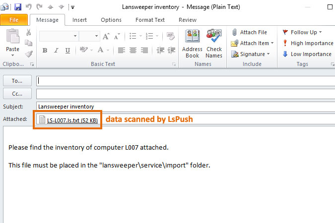 LsPush scan results attached to email