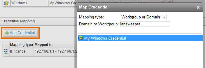 mapping a Windows credential