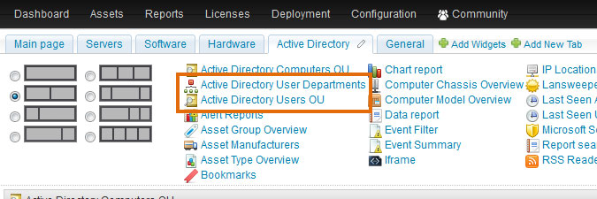 Active Directory user widgets