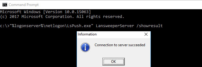testing LsPush direct server connection with the showresult parameter