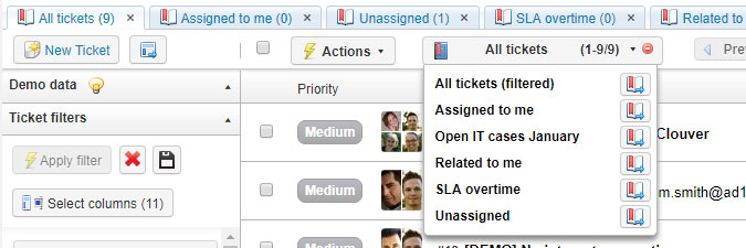 ticket filters in the help desk