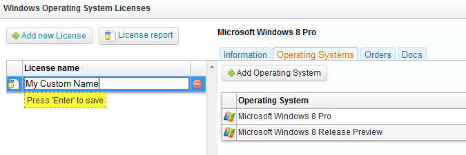 adding operating systems to a license