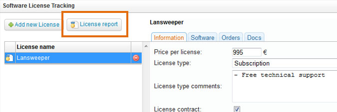 software license report