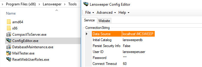Lansweeper ConfigEditor tool