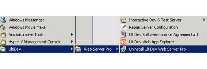 uninstalling the UltiDev web server