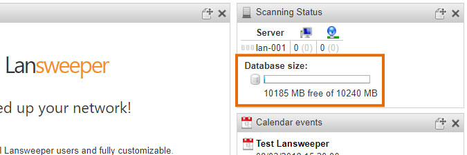 checking Lansweeper database size limit