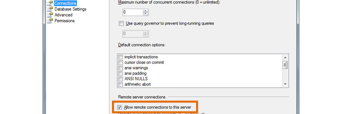 enabling remote connections in SQL Server Management Studio