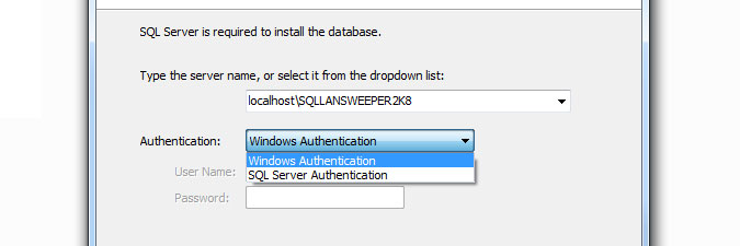 selecting authentication mode for database connection
