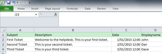 adding tickets to the import template