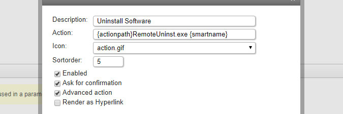 setting up the Uninstall Software action
