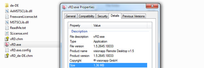 Visionapp file properties