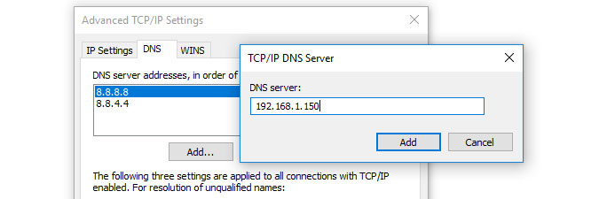 adding DNS server of untrusted domain
