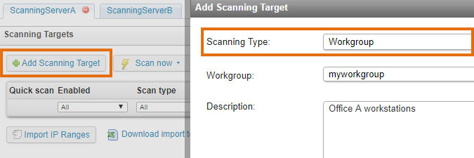 Workgroup scanning target