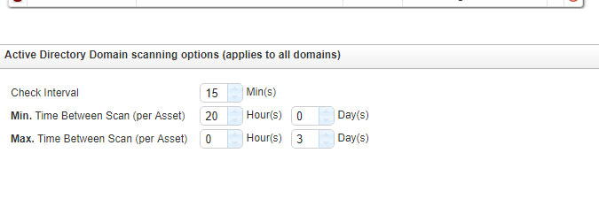 Active Directory Domain scanning target schedule