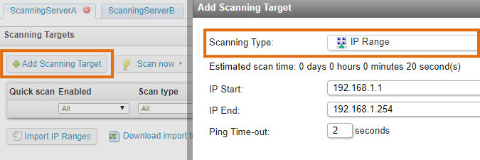 IP Range scanning target
