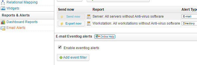 enabling event log alerts