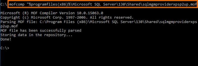 recompiling SQL Server WMI provider
