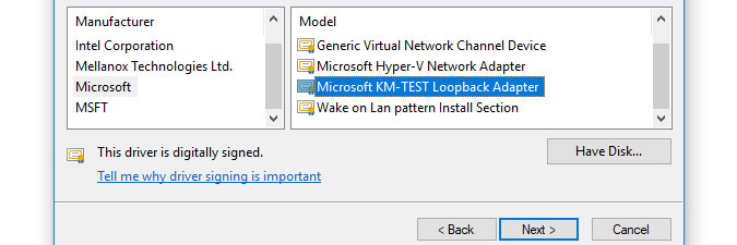installing a loopback adapter
