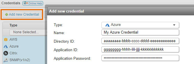 adding an Azure credential