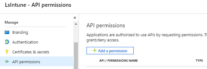 adding permissions to an Azure app