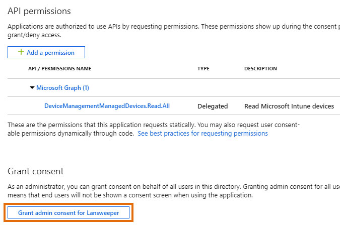 grant admin consent for an Azure app