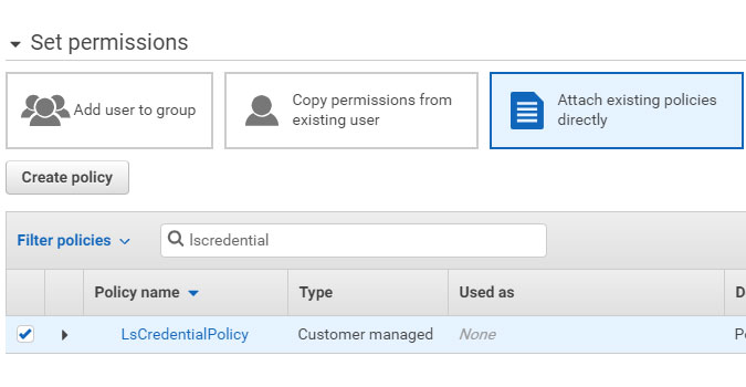attaching a policy to a user in AWS